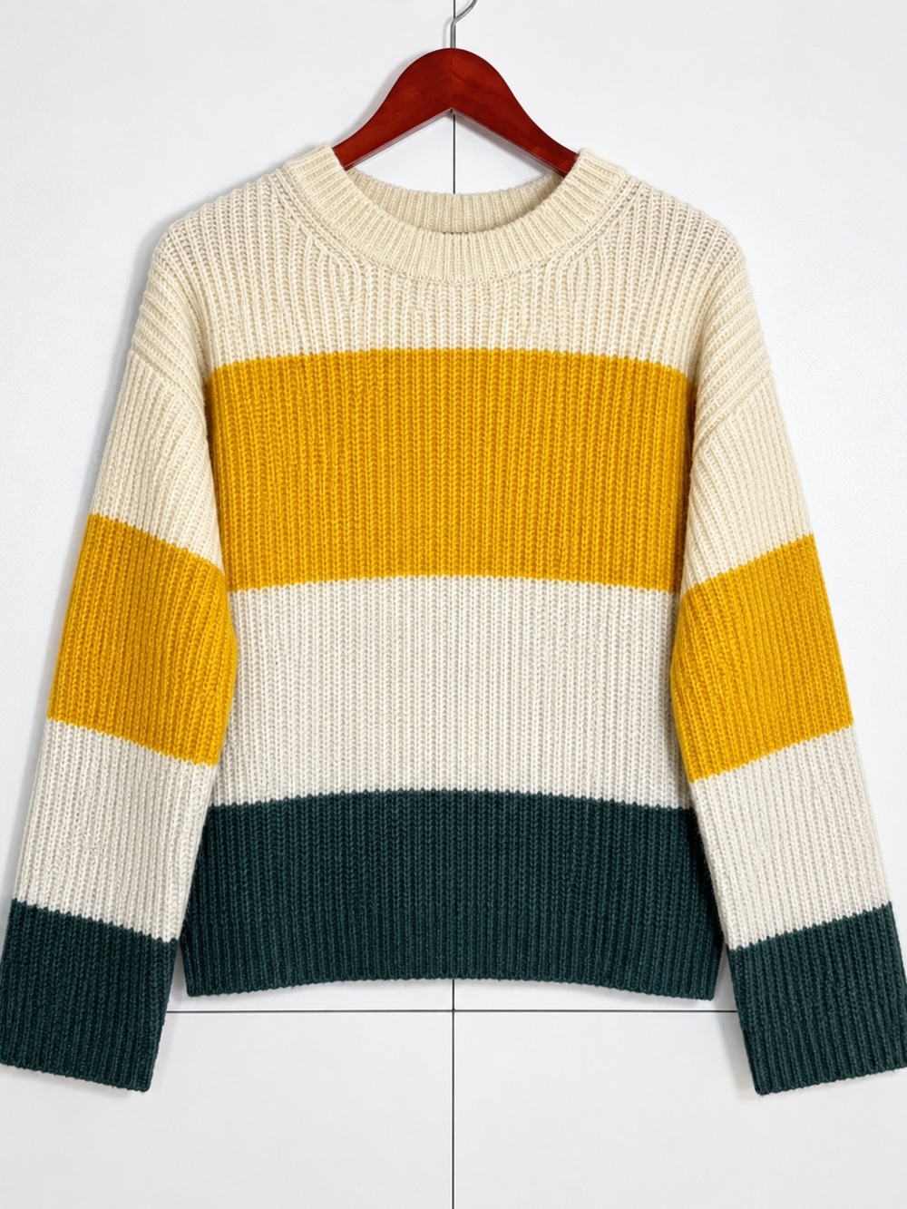 BDG Yellow Wide Stripe Crewneck Sweater
